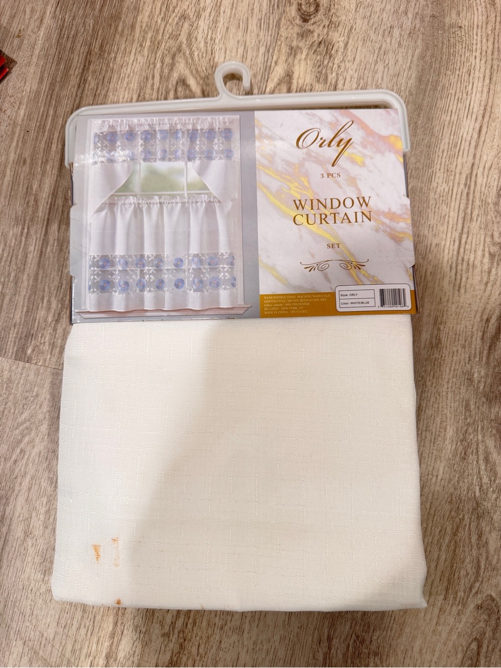HG Linen Orly Window Curtain Set White Floral Embroidered New - Picture 2 of 2